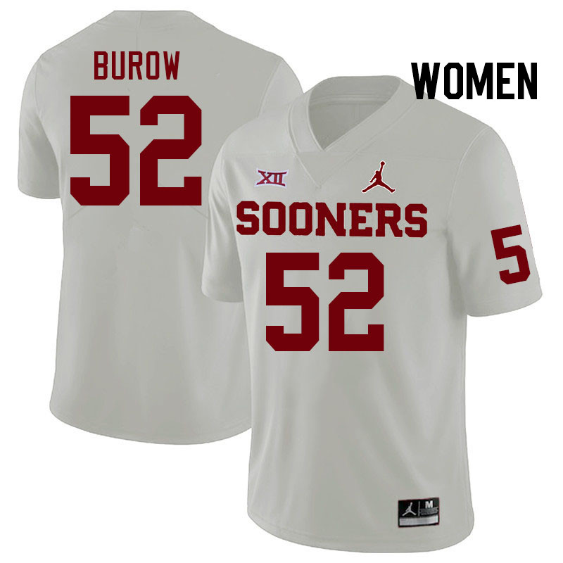 Women #52 Avery Burow Oklahoma Sooners College Football Jerseys Stitched-White - Click Image to Close